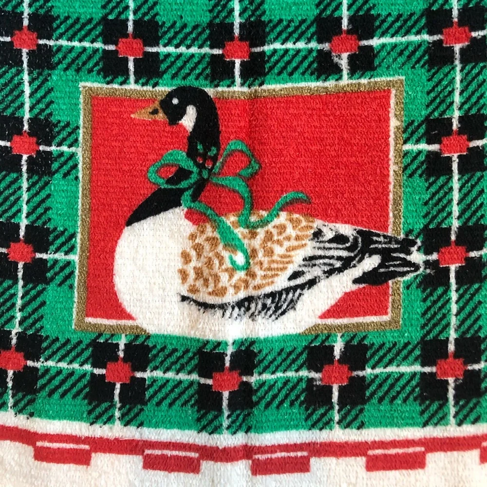 Vintage Cottagecore Christmas goose hand towel